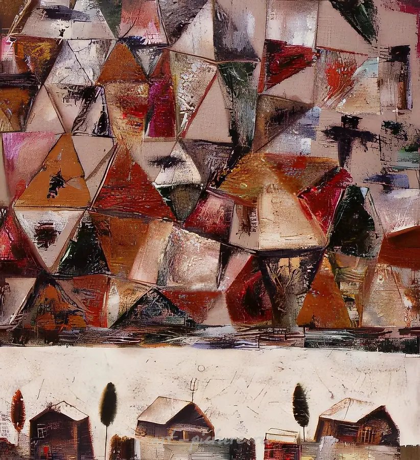 Пейзаж с лоскутным одеялом, 1991, холст, масло, 90х100. Частная коллекция. Бразилия
