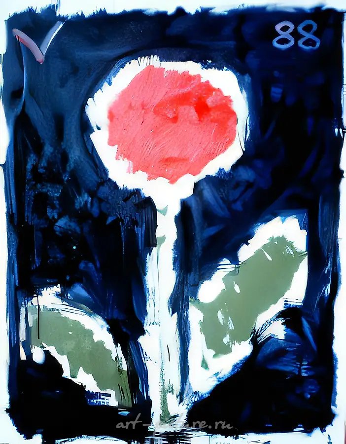 紫色花朵,1988年,布面油画,90×60厘米。私人收藏。