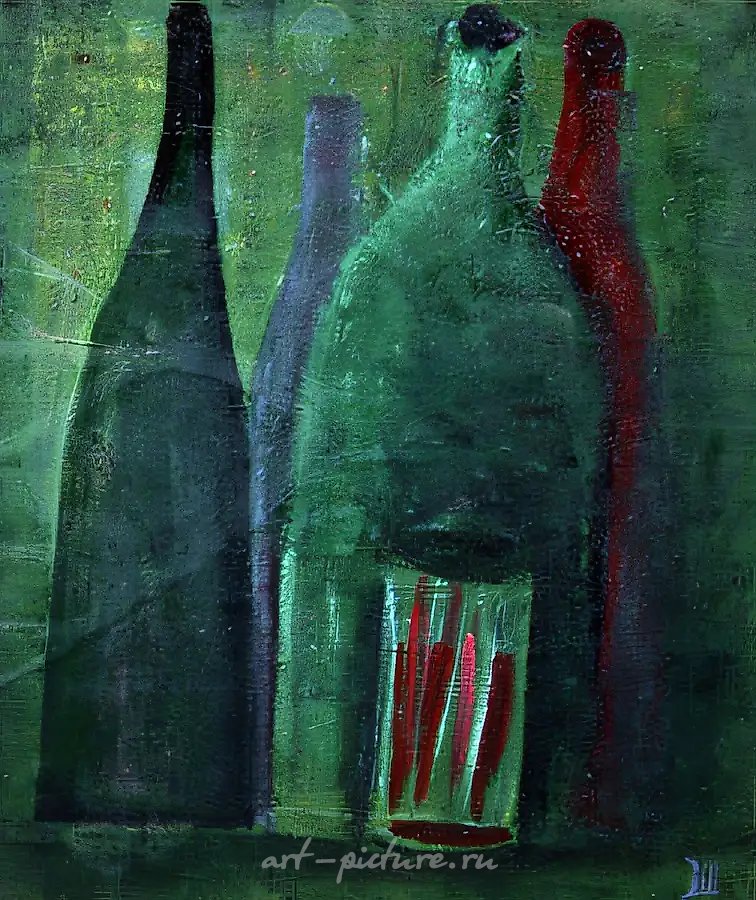Зелёные бутылки, 1991, холст, масло, 77х65. Частная коллекция. Москва