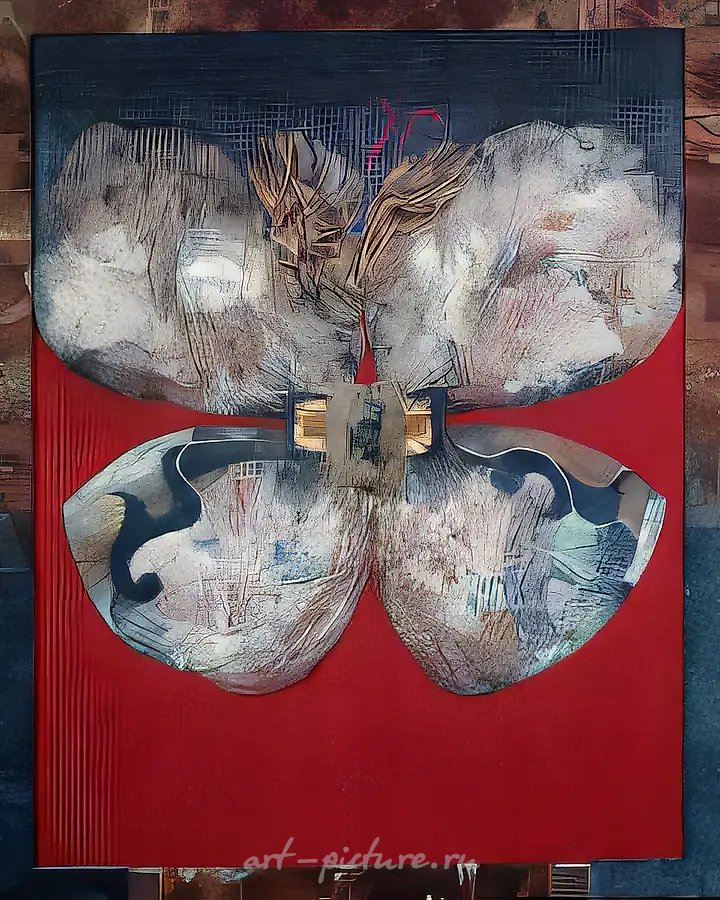 Редкая бабочка, 1993, текстильная композиция, шёлк, ручное ткачество, роспись, 110х95. Собственность автора
