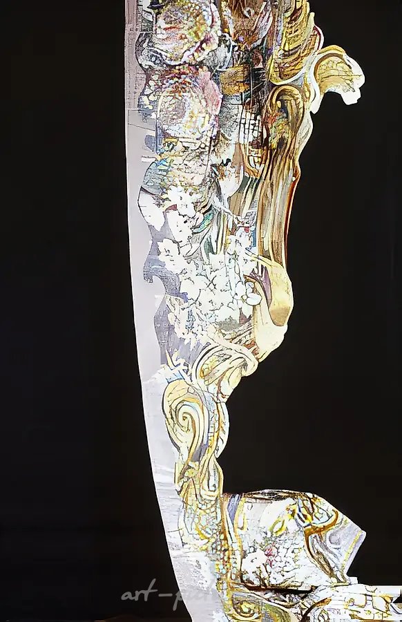Деталь театрального занавеса, 1995, роспись по шёлку, ручная стёжка, 100x100 м. Театр в Кремлёвском дворце