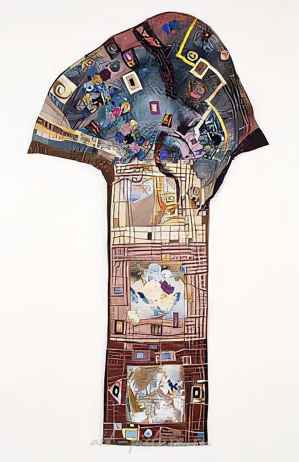 Фонтан печали, 1997, смешанные материалы, роспись по шёлку, шитьё, 180x106 см. Частная коллекция, США