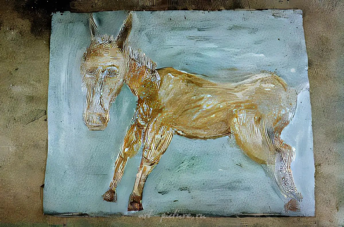 Ослик, 1983, рубероид, масло, 40х50