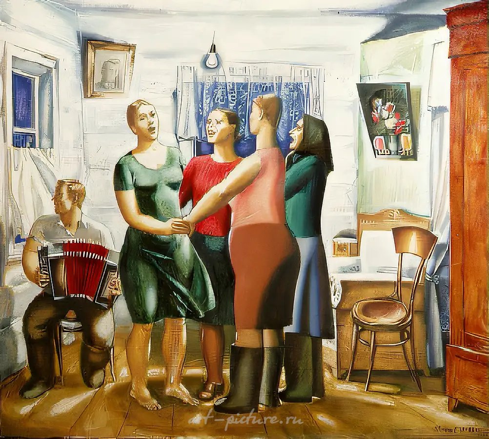 Праздник в деревне. Женщины, 1968, холст, масло, 170х202. Собственность автора