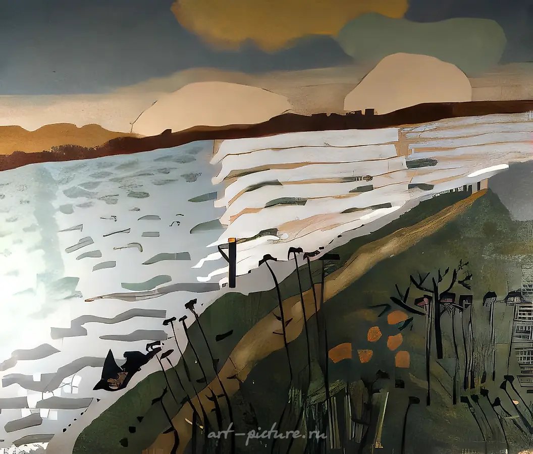 Трава у озера, 1973, оргалит, масло, 150х170. Собственность автора