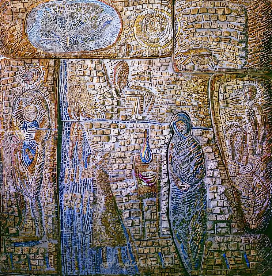 Семья, 1979, камень, смальта, 250х200. Собственность автора