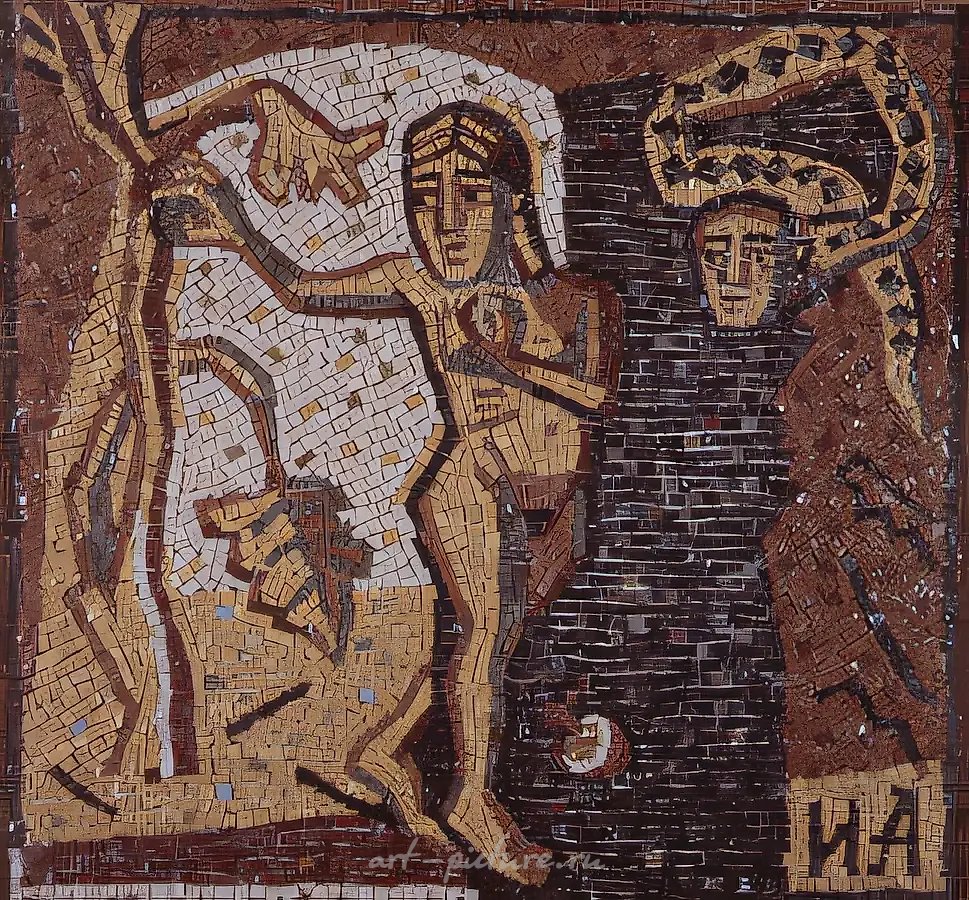 Райские яблочки, 1992, смальта, римская мозаика, 75х70 Собственность автора