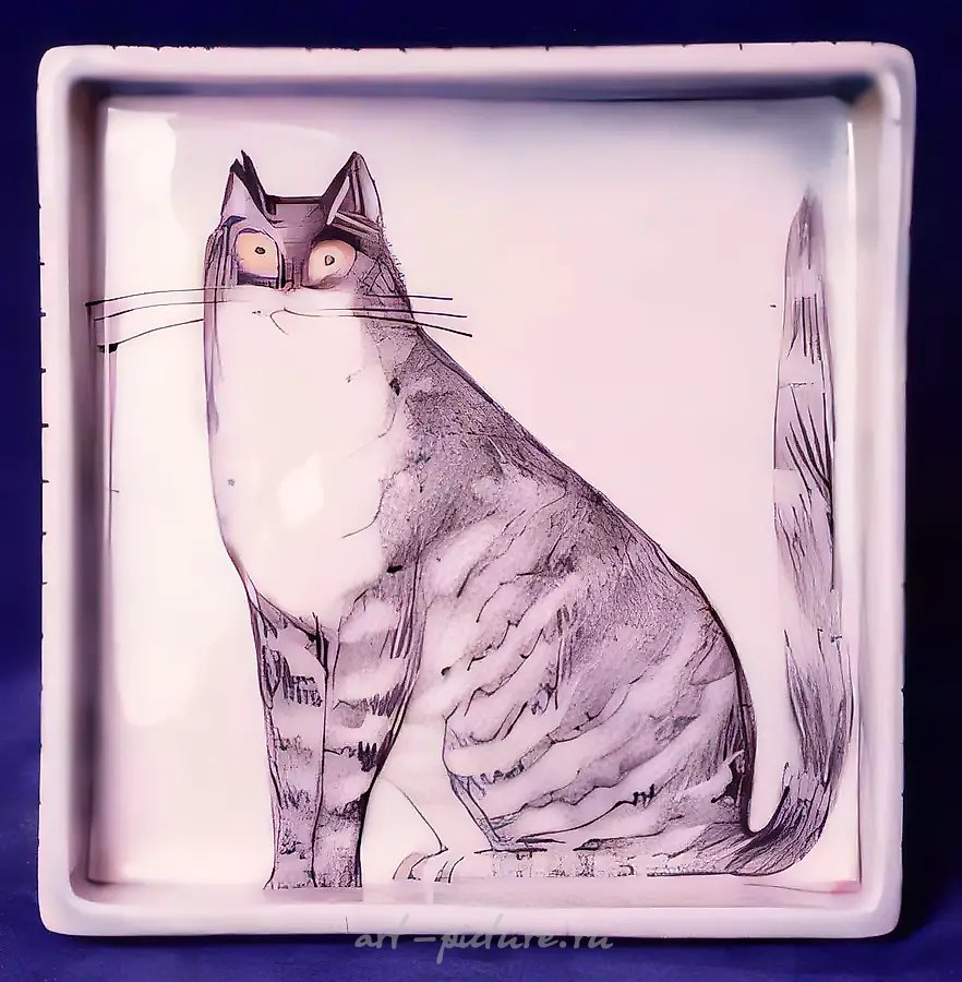 Декоративная тарелка «Кот», 1994, фаянс, 15,5х15,5х4. Собственность автора