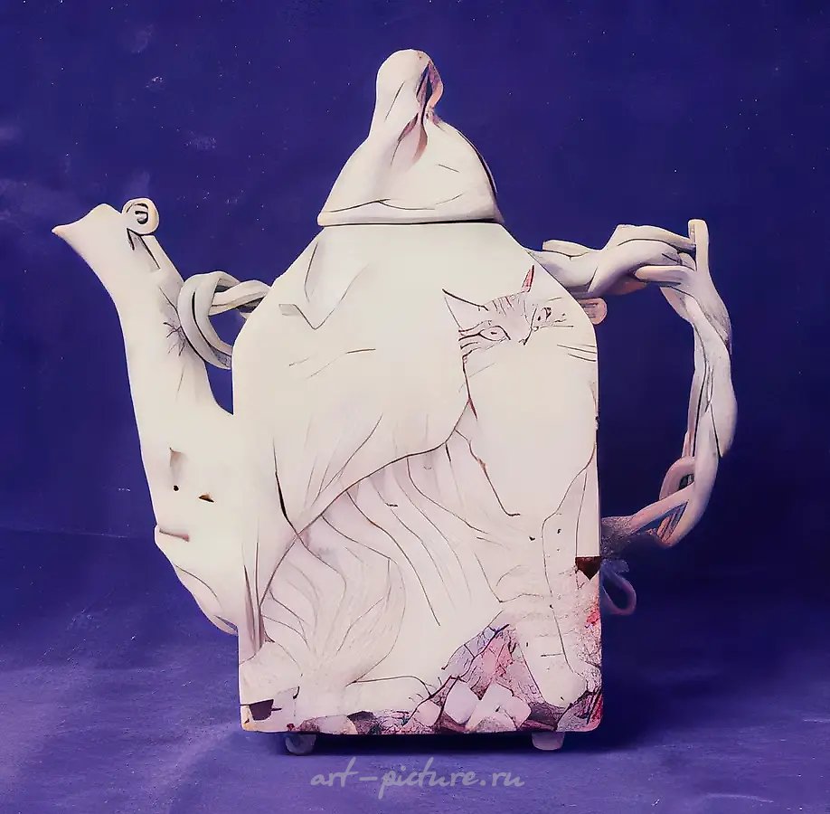Чайник с котом, 1994, фаянс, 30х31х15. Частная коллекция. Москва
