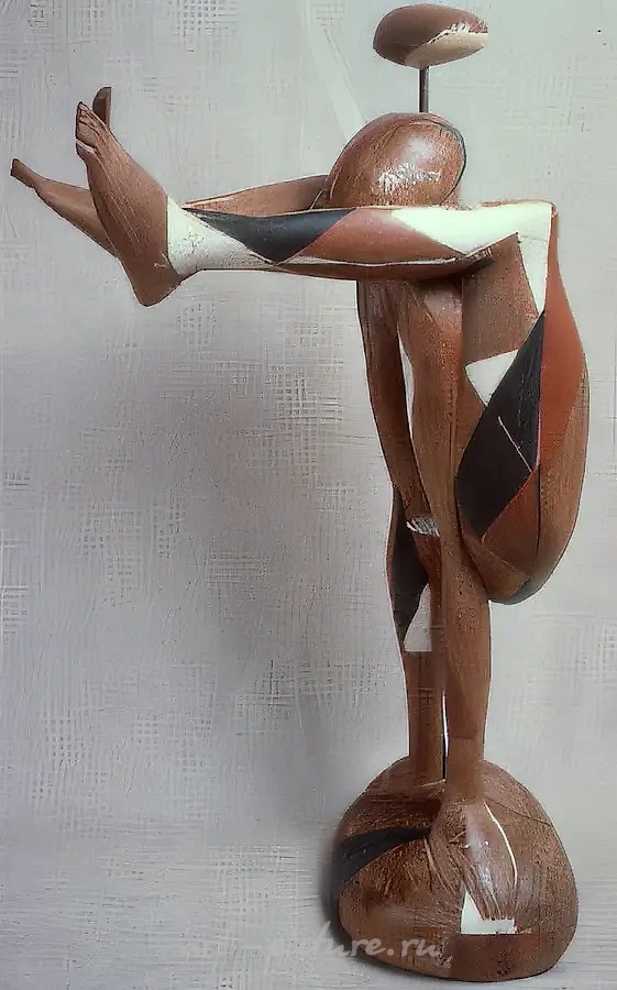 Эквилибрист, 1992, дерево, полихромия, 110х50х40 Собственность автора