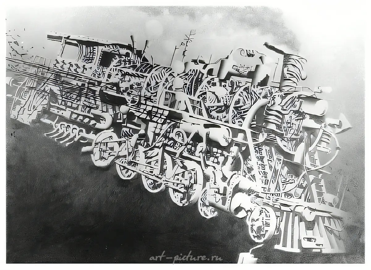 Паровоз, 1979, картон, карандаш, 60х80. Собственность автора