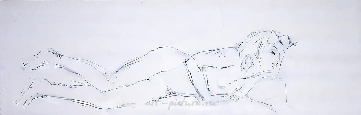 Бара I, 1994, пастель, уголь, графит, холст, 65х207