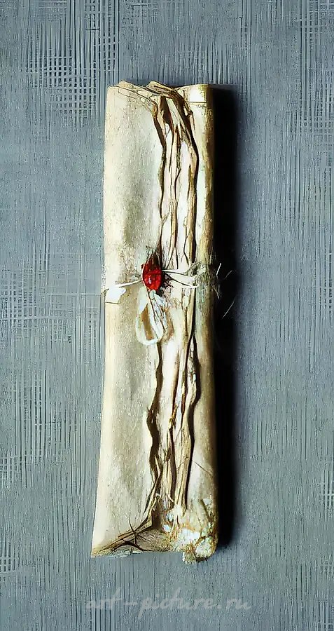 Записки из Кастерлее, 1993, Бумага авторского отлива, веревка, сургуч, 34х7 см Собственность автора