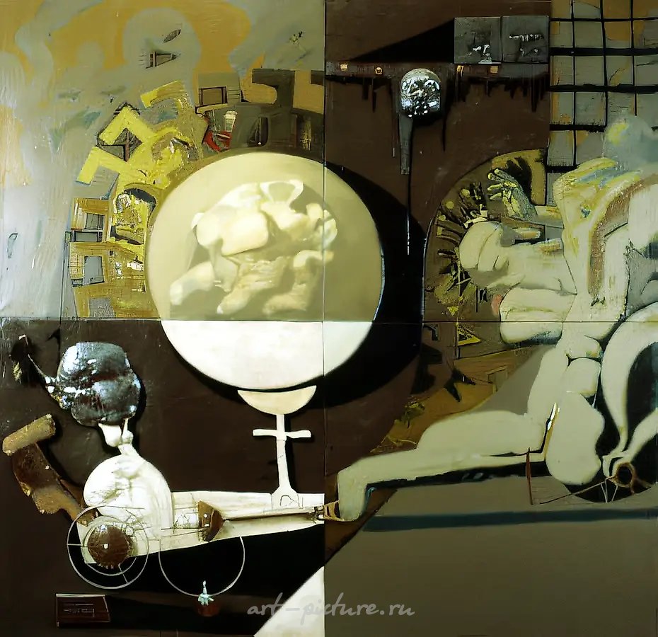 Метро. Ночная платформа, 1992, масло на холсте, рельеф, 220x240 см. Собственность автора