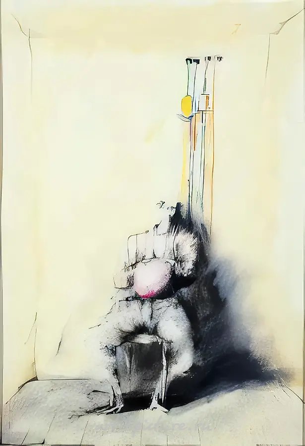 Человек на стуле, 1989, Цветной карандаш, тушь, перо, 27,5х19 см Собственность автора