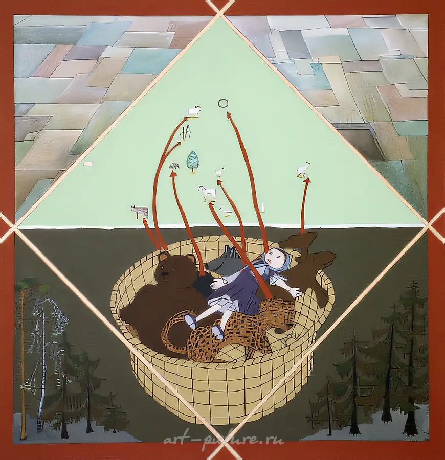 Из леса в поле, 1994, Холст, акрил, 100х100 см Собственность автора