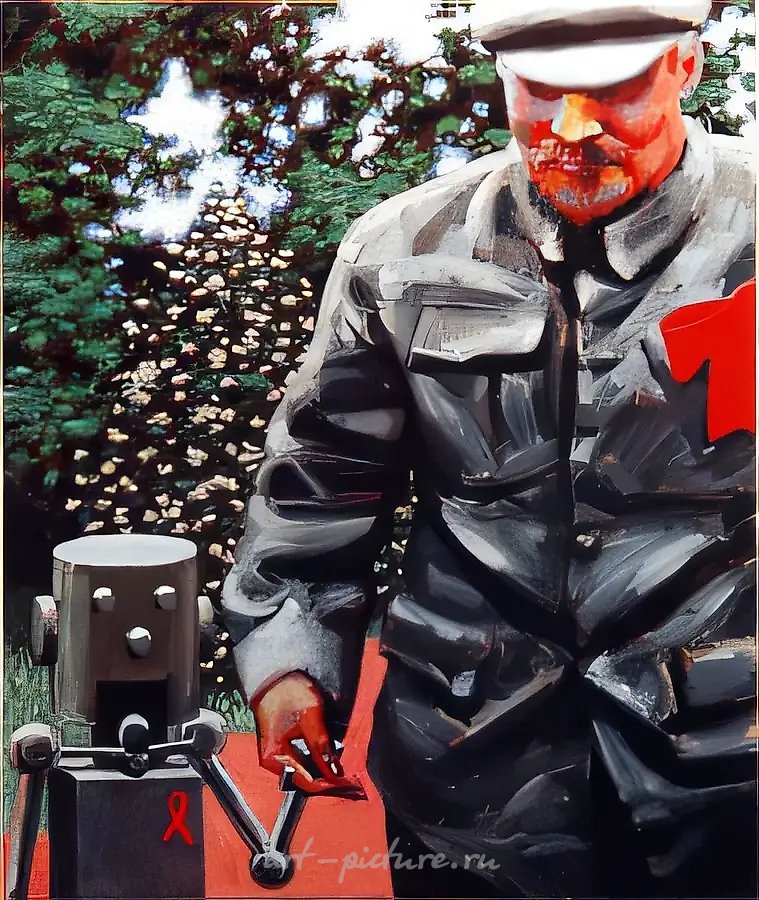Из серии "Ленин и Роботы". Прогулка, 2003, Холст, масло,
