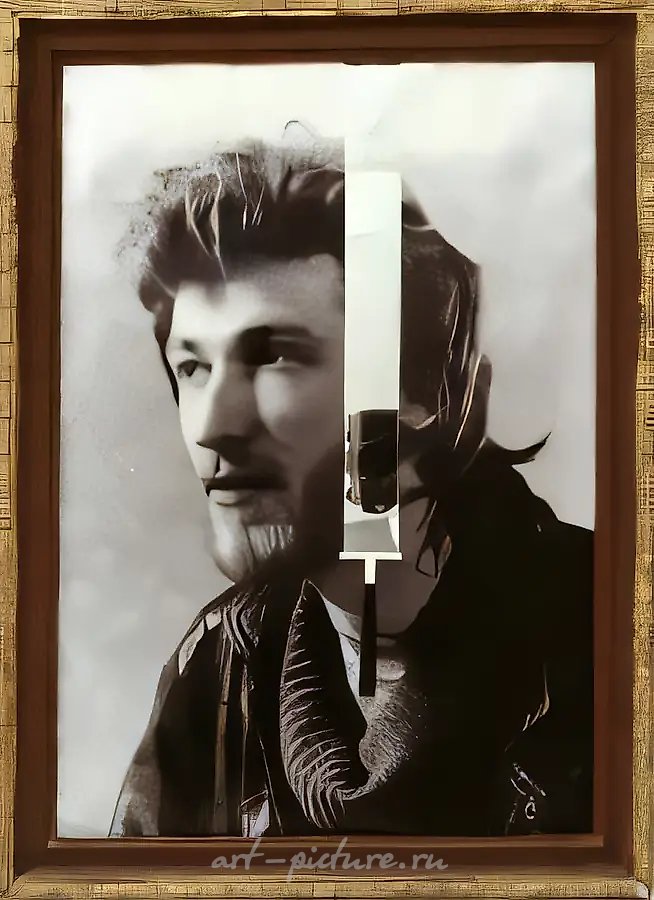 Без названия, 1993, ч/б фото, смешанная техника, 70x50 см. Собственность автора