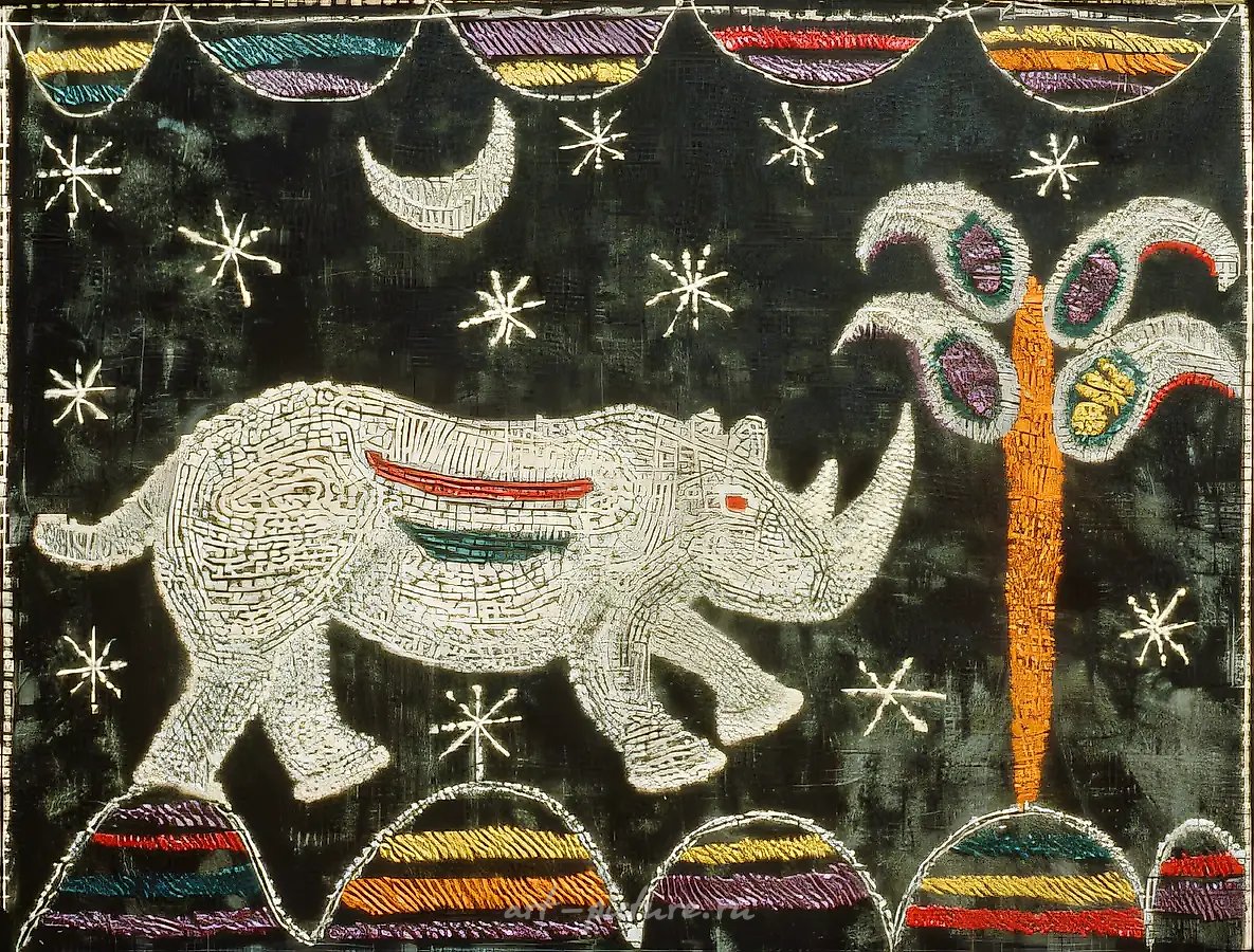 Белый носорог, 1989, смешанная техника, 120х160 Собрание Томаса Крингз-Эрнста