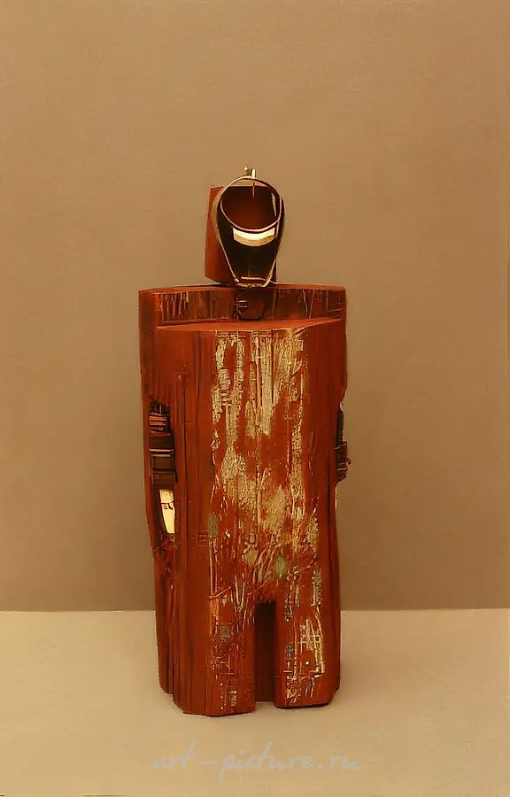 №8. Из серии "Инкубусы", 1995, Дерево, металл, фаянс, краска, 28х10,5х6,5 см Собственность автора