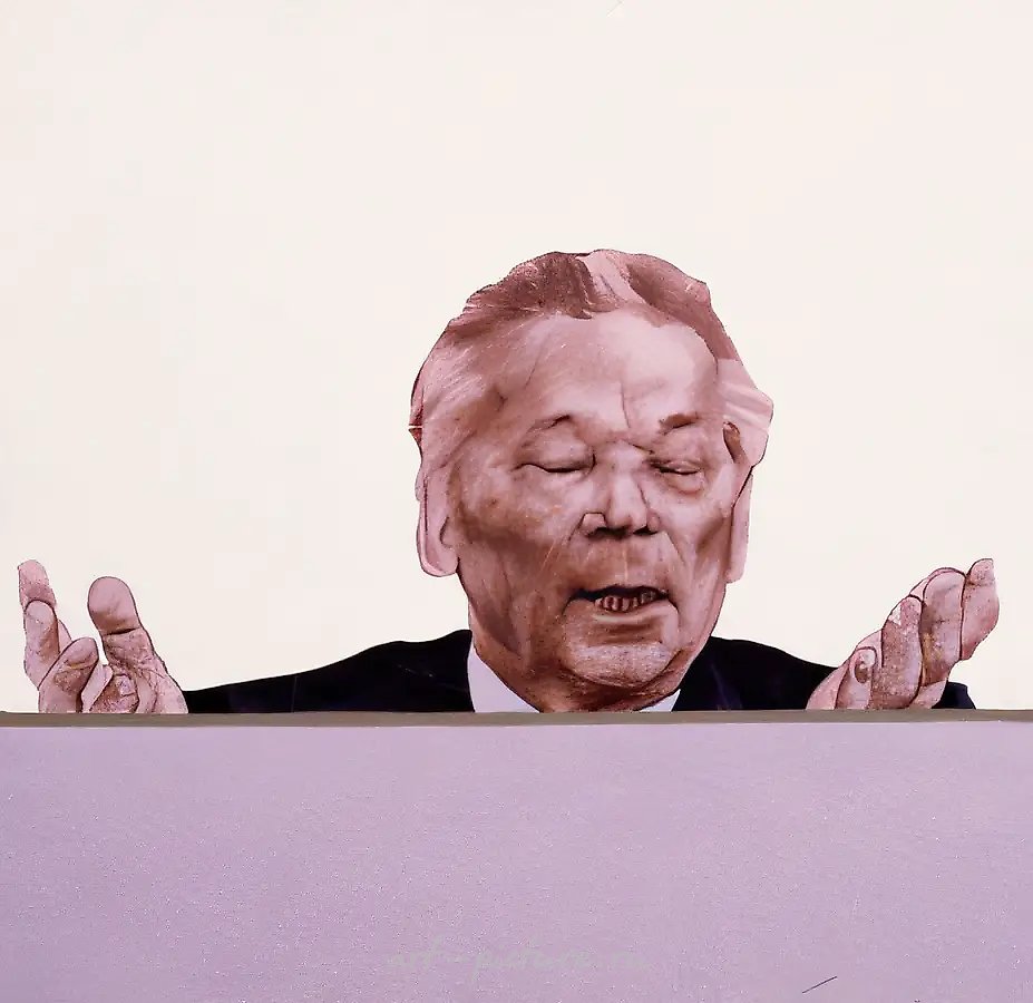 Портрет Калашникова, 1993, Картон, акрил, 70х70 см Собственность автора