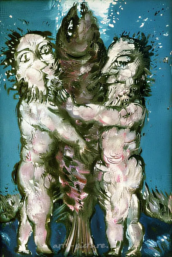 Апостолы священной рыбы, 1988, Бумага, масло, 92x68 см Собственность автора