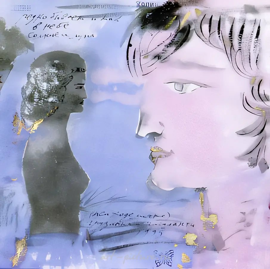 Грузинка и Ипсилантий, 1995, Тушь, бронза, перо, бумага, 45х45 см Собственность автора