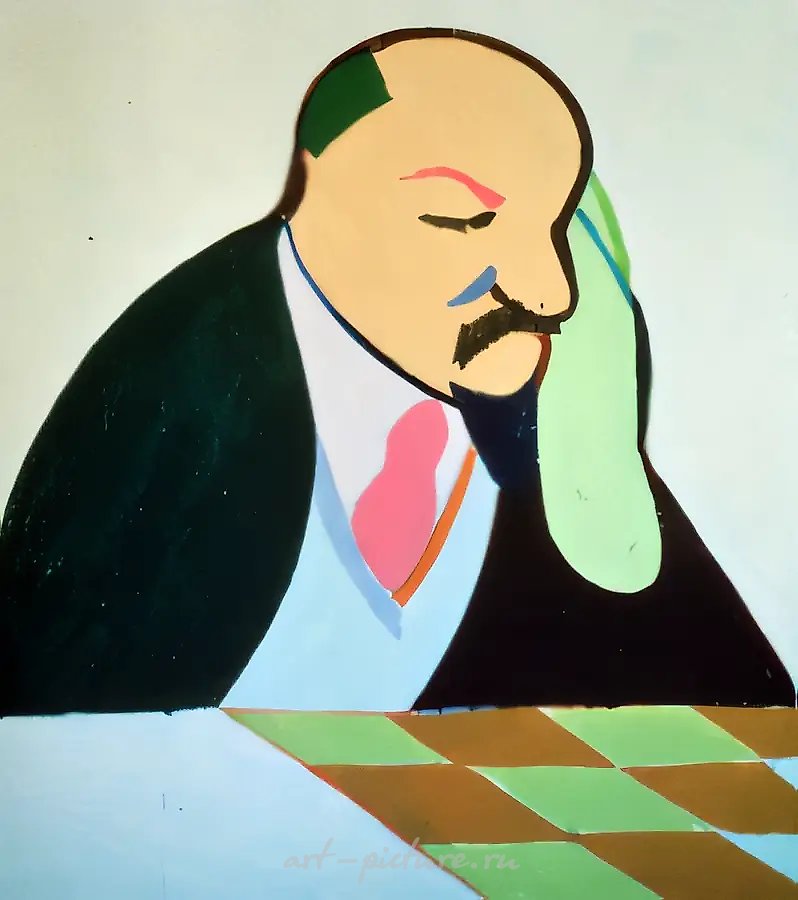 Ленин играет в шахматы, 1989, Холст, масло, 180х170 см Собрание А/О "Русский мир", Москва