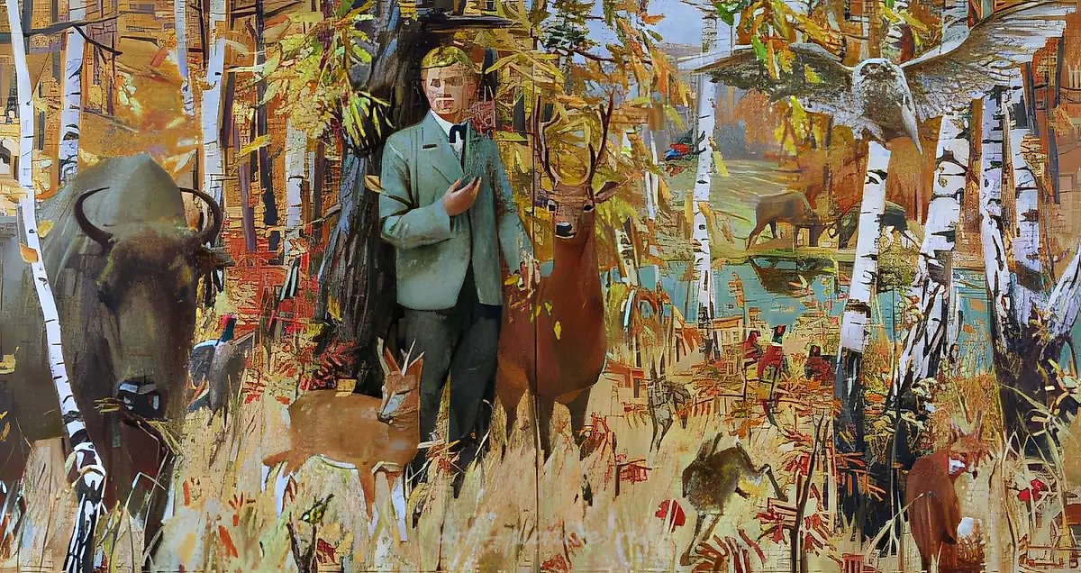Золотая осень (совместно с В.Дубосарским), 1995, Холст, масло, 200 х 360 см Собственность авторов