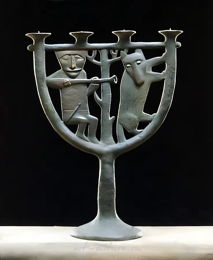 Подсвечник "Охотник", 1995, бронза, 35х25х10