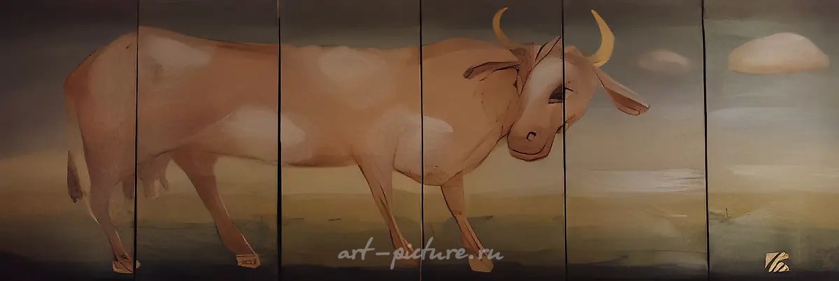 Телец, 1993, Холст, масло, 145 х 300 см Собственность автора