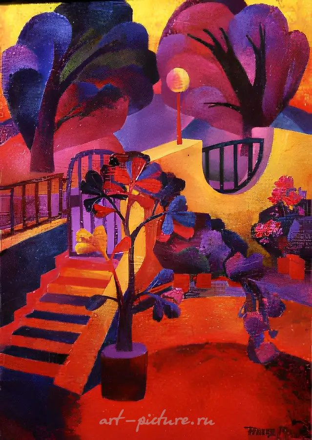 Дворик Катерины, 1989, холст, гуашь, 70 х 50 Частное собрание, Италия