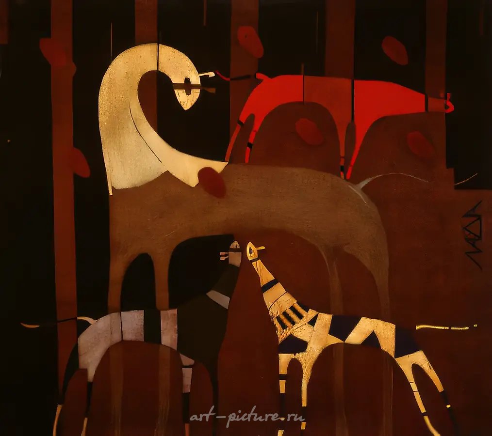 Дикие животные, 1994, холст, масло, 60x70 см. Собственность автора