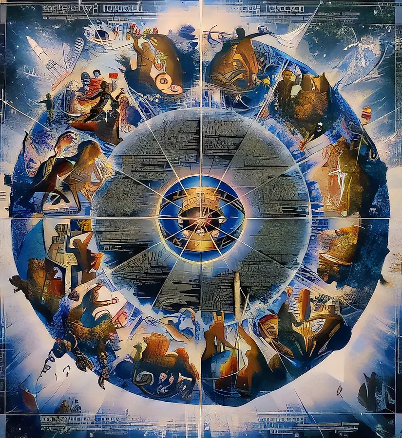 Космический гороскоп, 1980, бумага, цветной офорт, 100х100