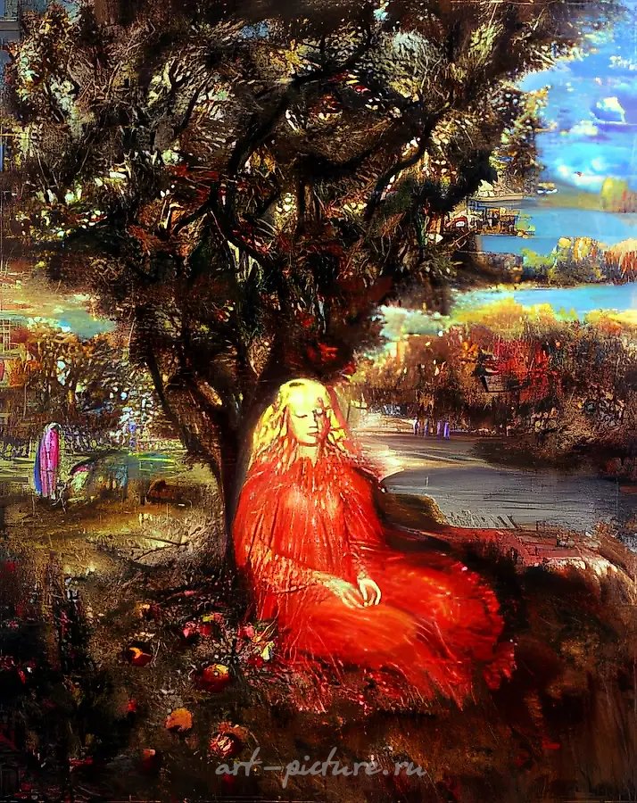 Сухая яблоня. (Одинокая)., 1990,  холст, масло,  119 х 89   Коллекция галереи "Гороскоп".