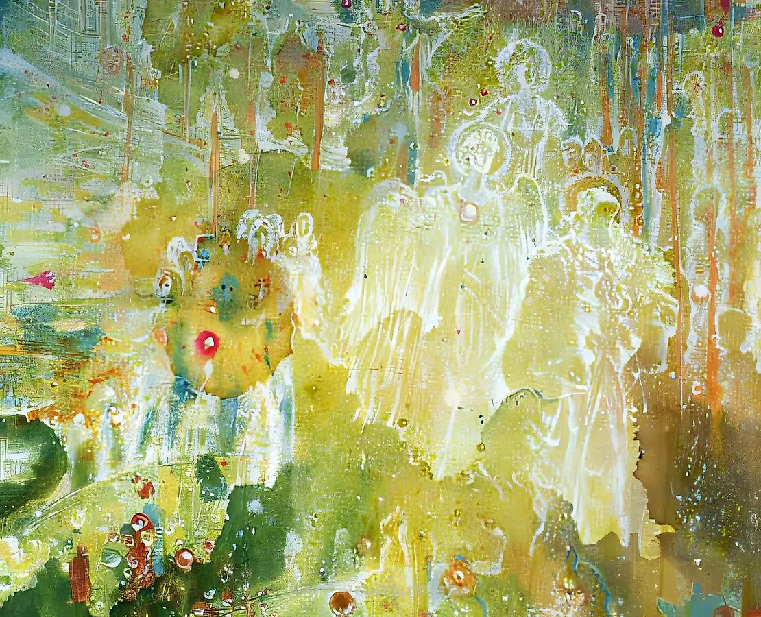 Фрагмент судной горы. Ангелы - судьи., 1996,  холст, масло,     Коллекция галереи "Гороскоп".