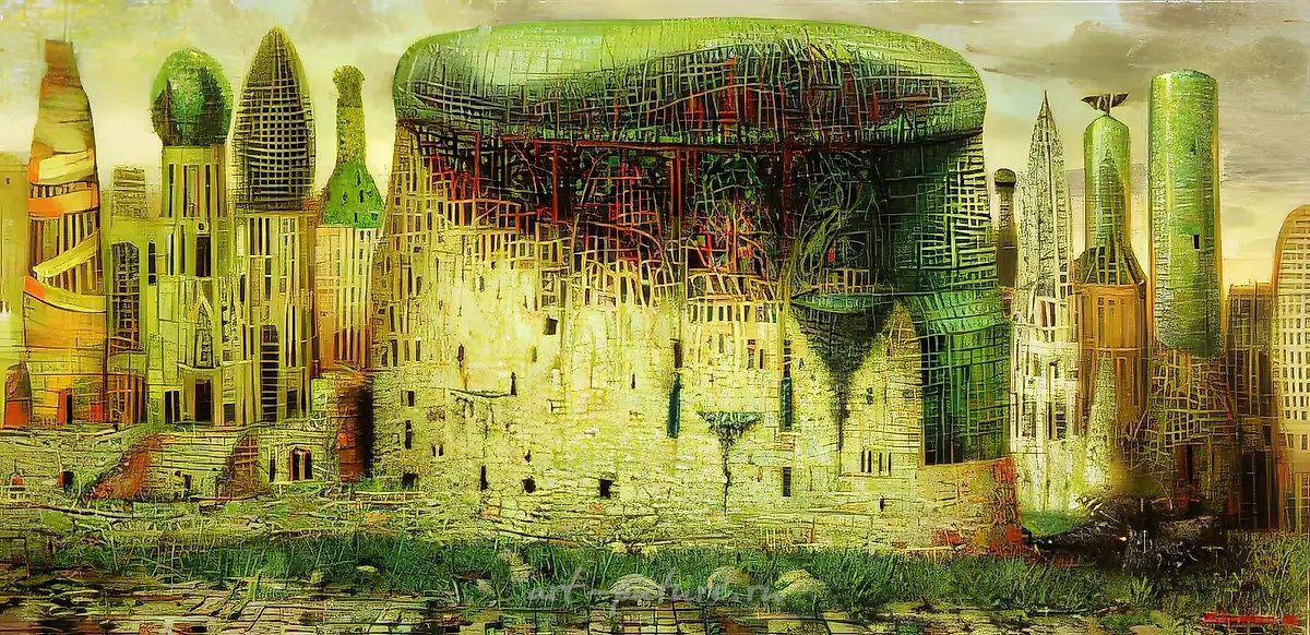 Покинутый город, 1996, масло на холсте, 50x100