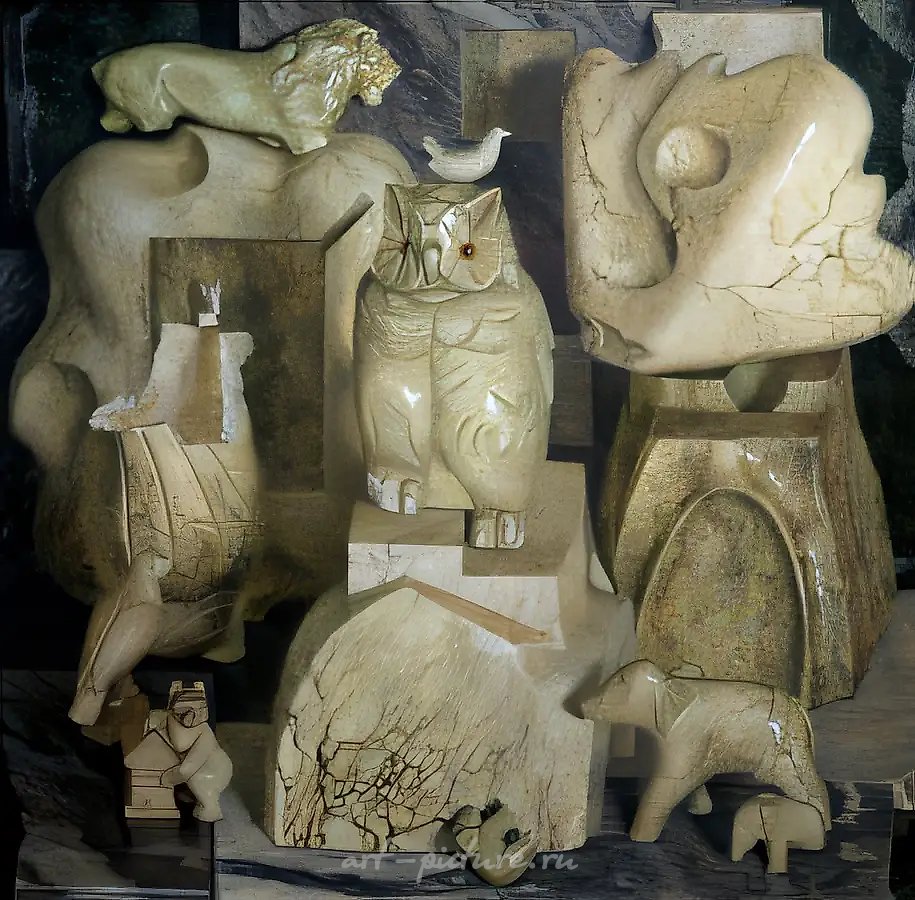 Камни, 1992, масло на холсте, 90x90