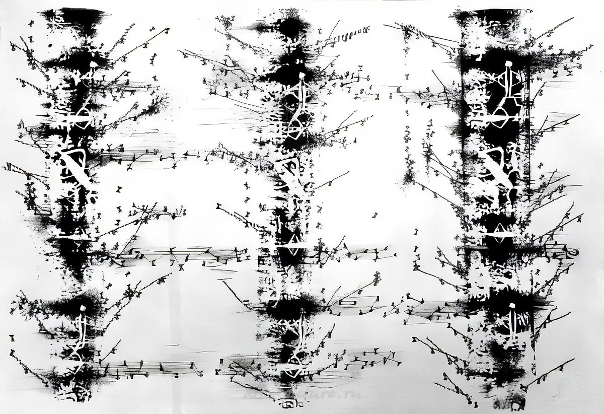 Симфонический концерт, 1995, перо, тушь на бумаге, 60x80