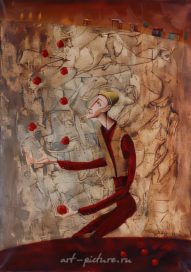 Жонглёр с яблоками, 1997, масло на холсте, 70x50