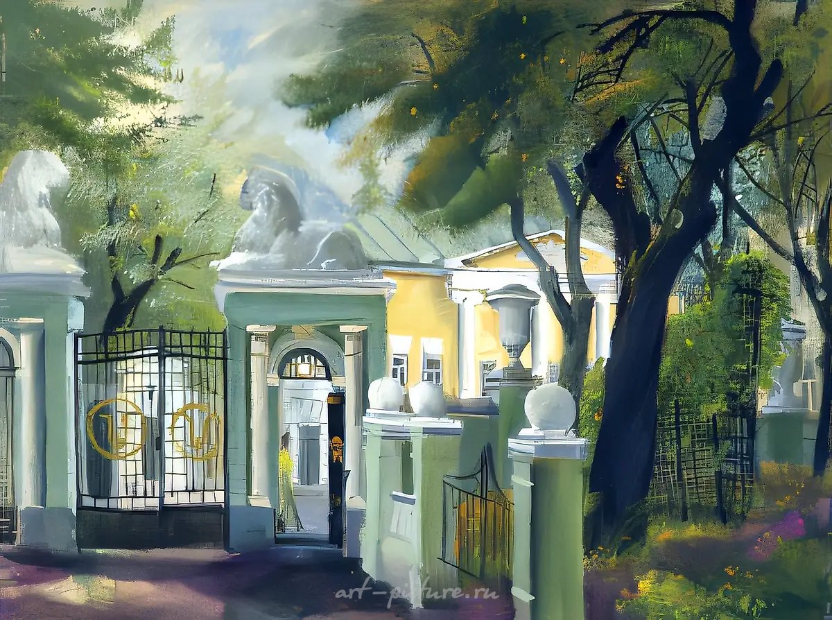 Дом на Пречистенке, 1996, бумага, темпера, 50х65 Собственность автора