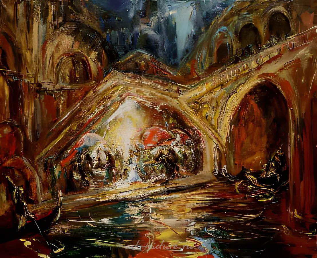Ночное кафе в Венеции, 1996, холст, масло, 110х120
