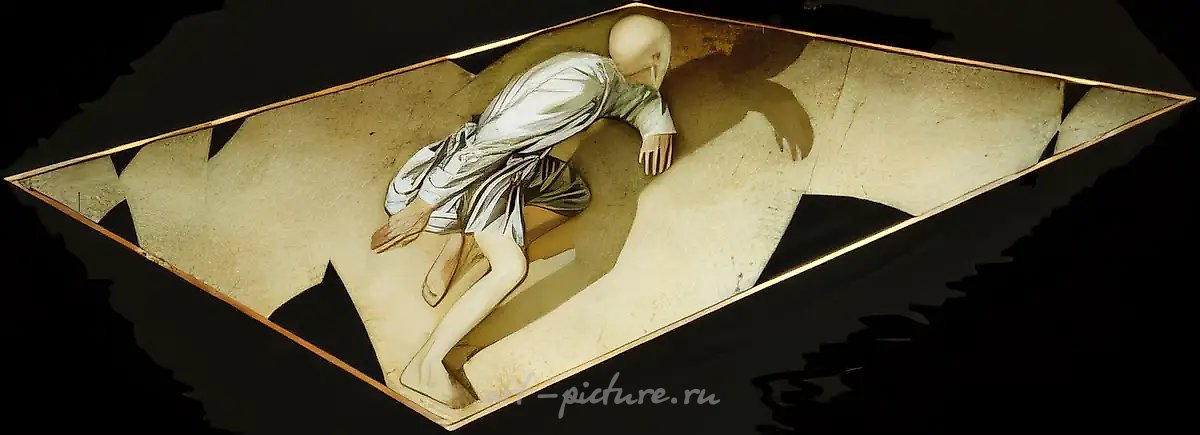 Прыжок., 1997, холст, акрил, масло, 99 х 290