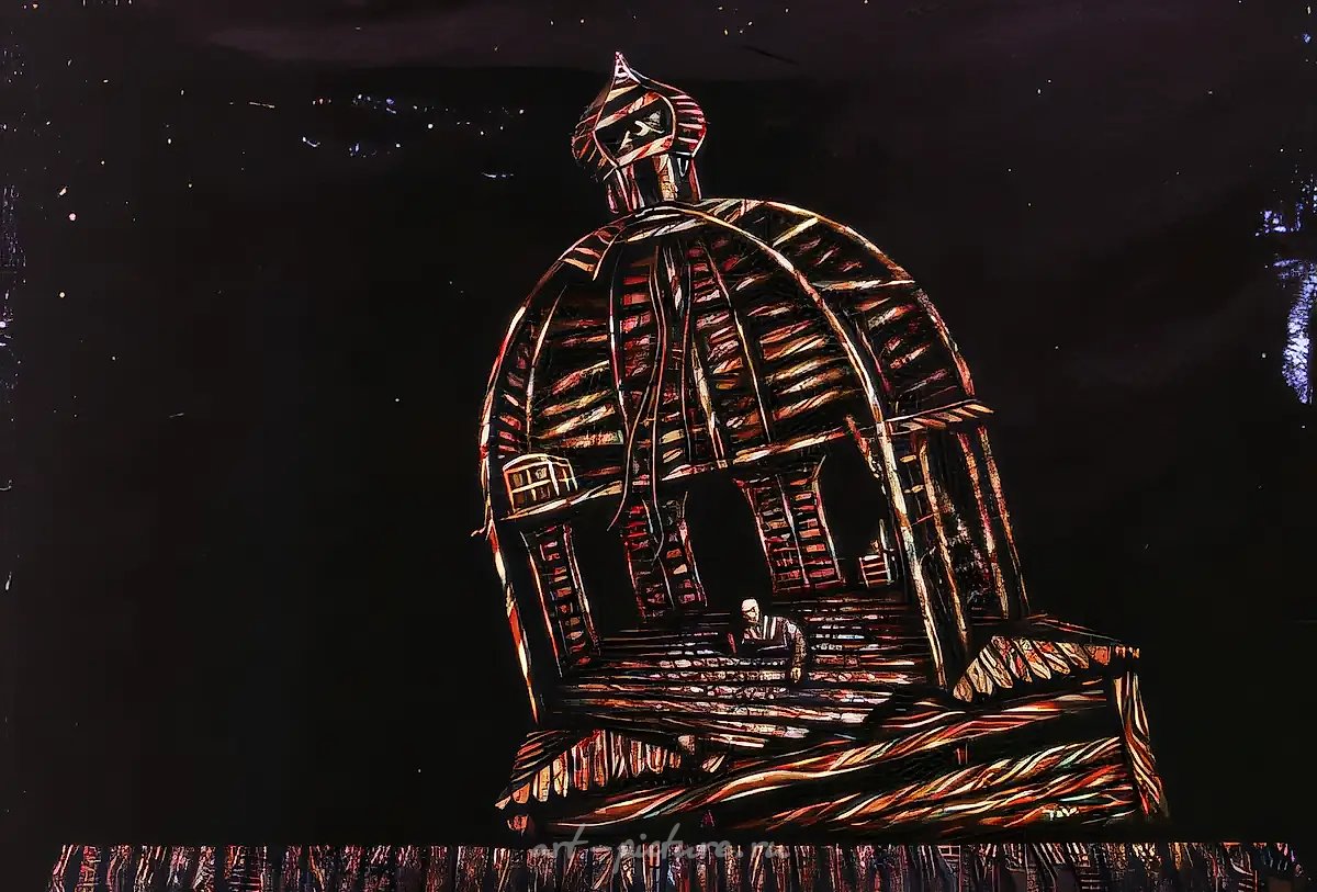 Эскиз декорации к спектаклю "И был день...". А.Дударев., 1989, холст, масло, 100х80 Читинский областной драматический театр. Режиссер Е.Золотарев.