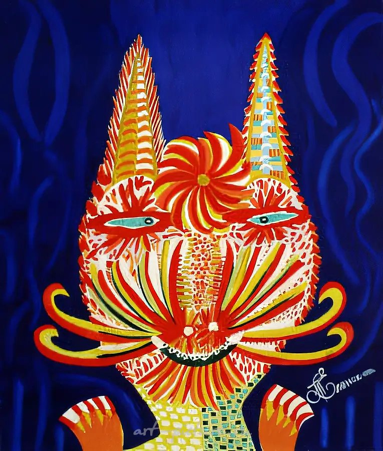 Котёнок, 1991, оргалит, смешанная техника, 50x60 см. Музей современного народного искусства, Царицыно, Москва
