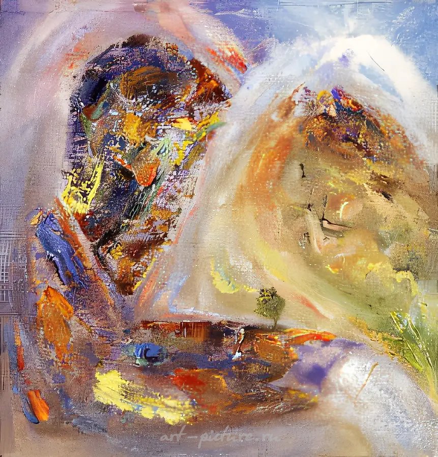Горы, 1992, фанера, масло на холсте, 68x68. Собственность автора
