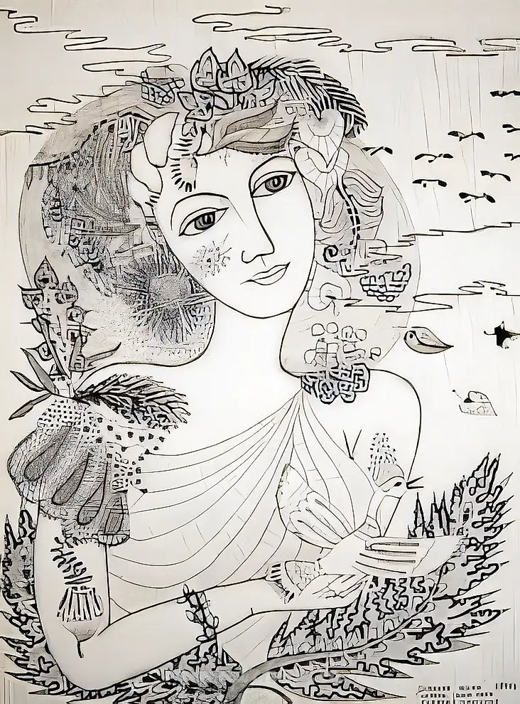Осенняя песня, 1994, бумага, тушь, перо, 62x44 см. Собственность автора