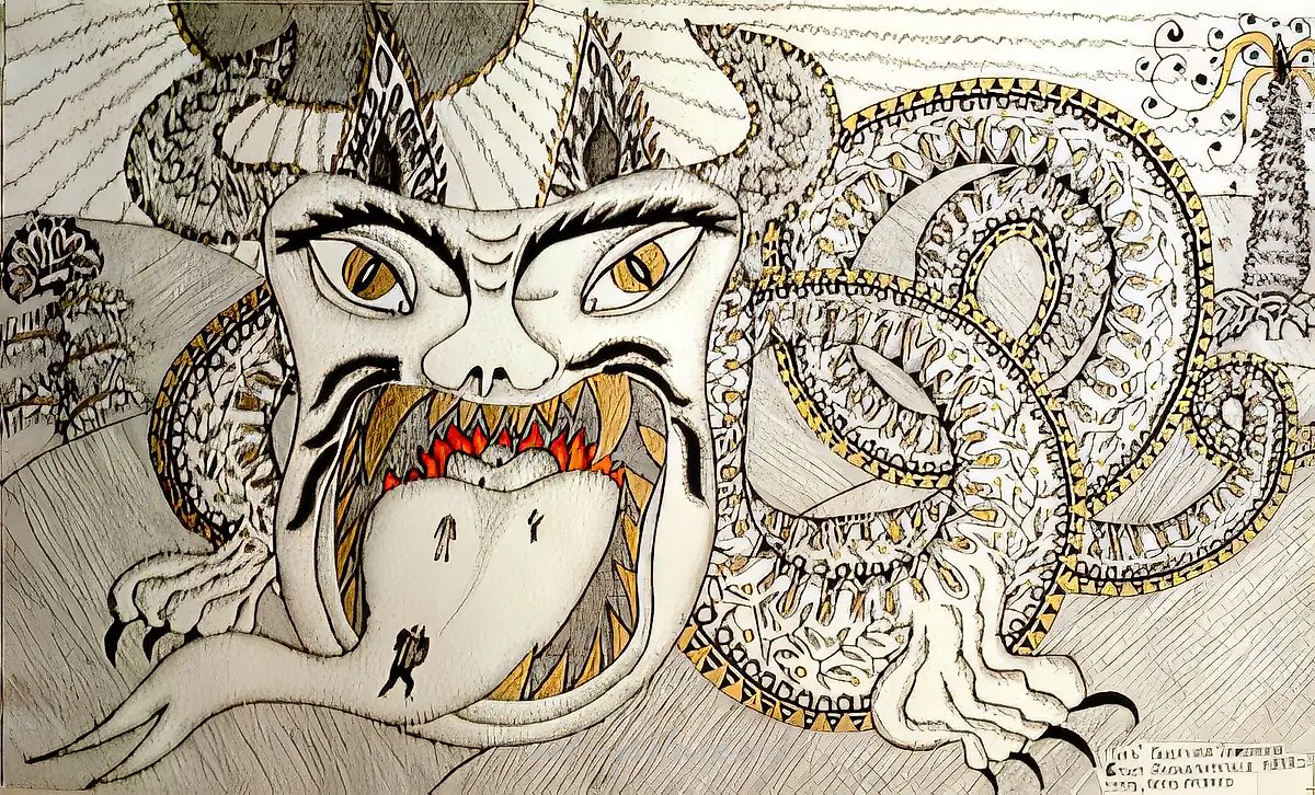 Апокалипсис. Путь, 1998, перо, тушь, серебро, золото, 30,5x49,5