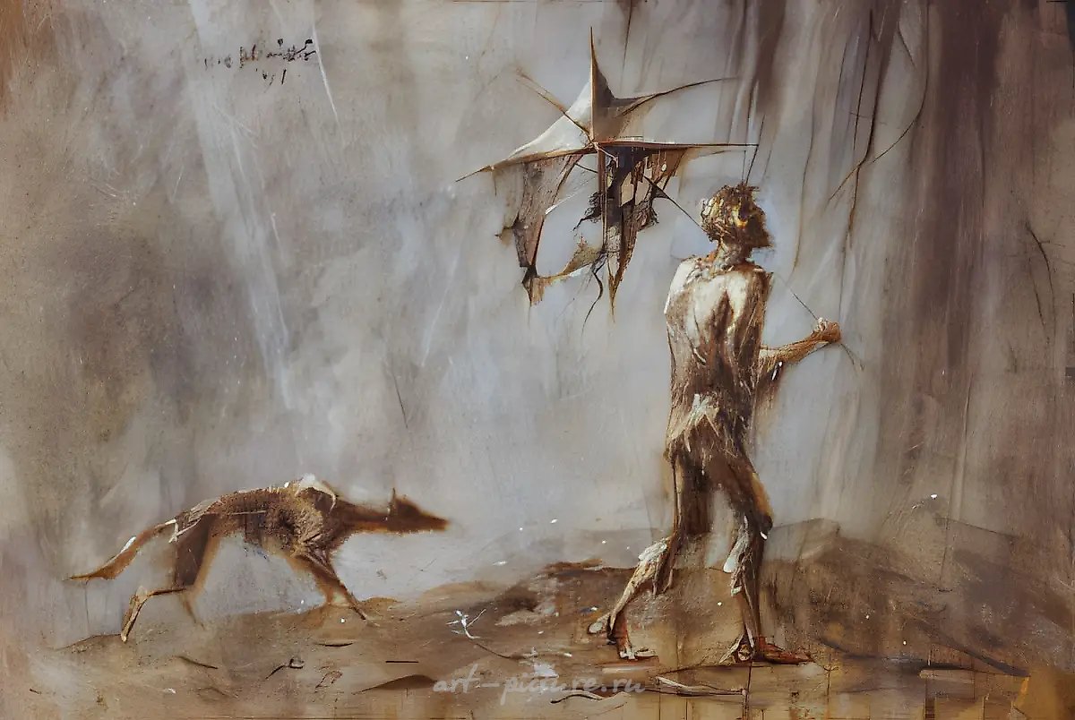 Нищий монах, 1992, холст, акрил, масло, 90 х 130 Собственность автора
