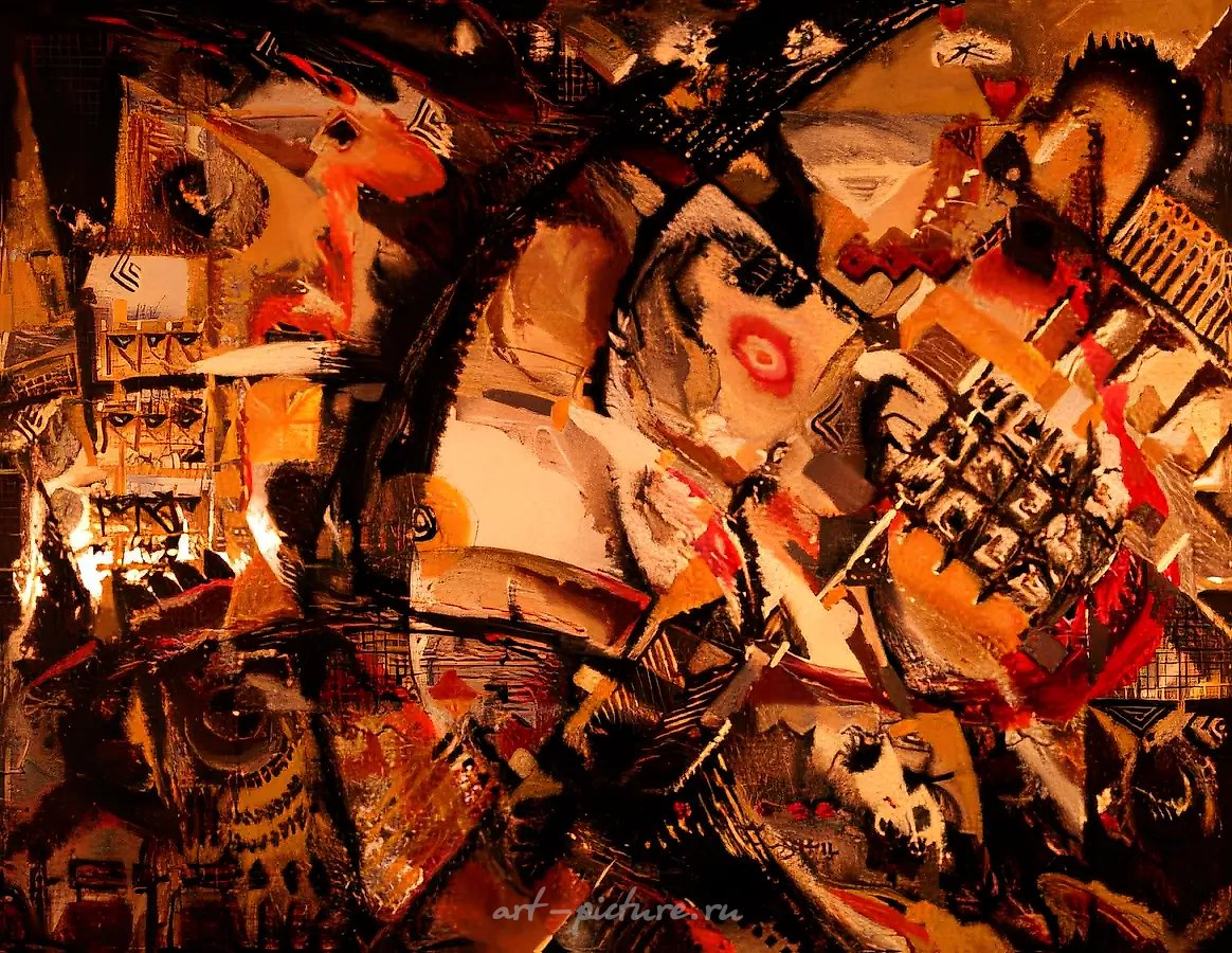 Полёт вниз головой, 1997, акрил на металле, 82x101. Фирма «Союз», Москва